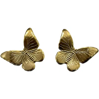 Achala Handcrafted Women's Statement Butterfly Gold Plated Earrings