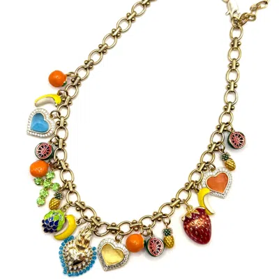 Achala Handcrafted Women's Tutti Frutti Charm Necklace In White