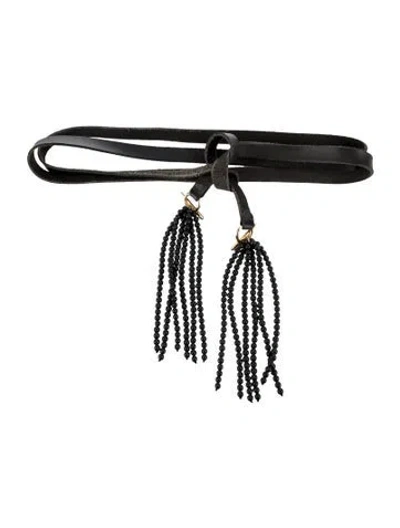 Pre-owned Acheval Pampa Skinny Suede Waist Belt In Gray
