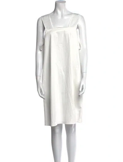 Pre-owned Acheval Pampa Square Neckline Knee-length Dress In White