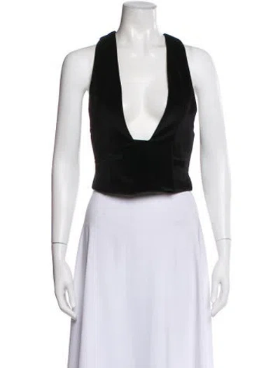 Pre-owned Acheval Pampa V-neck Sleeveless Crop Top In Black