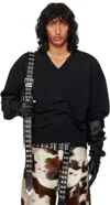 Achilles Ion Gabriel Black Rollover Cotton Knit Sweater In Black