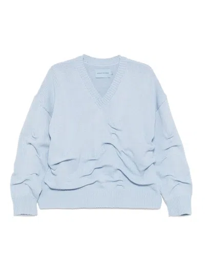 Achilles Ion Gabriel Blue Rollover Cotton Knit Sweater In Aig Blue