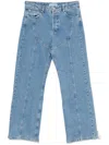 Achilles Ion Gabriel Womens Light Blue Hunkers Distressed Straight-leg Mid-rise Denim Jeans In Blue