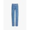 Achilles Ion Gabriel Womens Light Blue Hunkers Distressed Straight-leg Mid-rise Denim Jeans In Light Blue