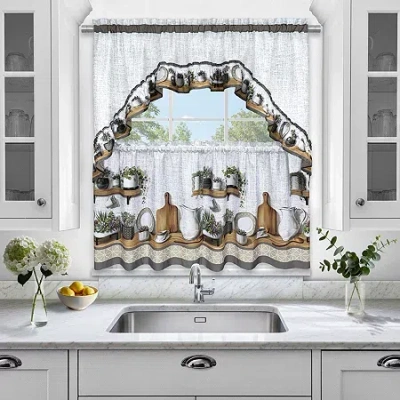 Achim 3-pc. Rod Pocket Kitchen Curtains & Drapes Window Set In Gray