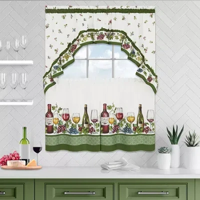 Achim 3-pc. Rod Pocket Kitchen Curtains & Drapes Window Set In Multi