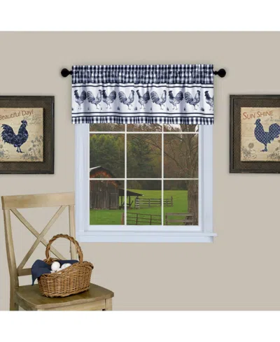 Achim Barnyard Gingham Kitchen Window Valance, 58" X 14" In Navy