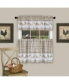 Achim Barnyard Gingham Tier & Valance Set, 58" X 36" In Taupe