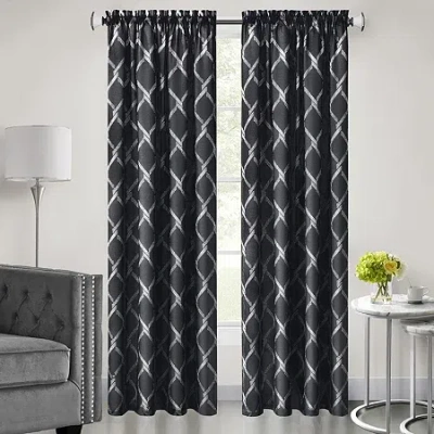Achim Bombay Rod Pocket Light-filtering Single Curtain Panel In Black