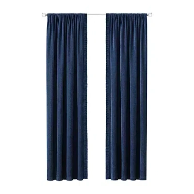 Achim Bordeaux Rod Pocket Light-filtering Single Curtain Panel In Blue