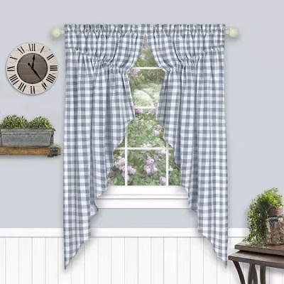 Achim Buffalo Check Gathered Swagger Rod Pocket Light-filtering Set Of 2 Curtain Panel In Gray