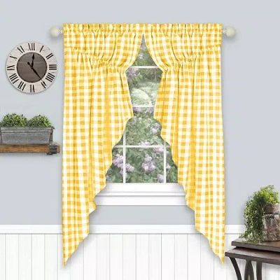 Achim Buffalo Check Gathered Swagger Rod Pocket Light-filtering Set Of 2 Curtain Panel In Yellow