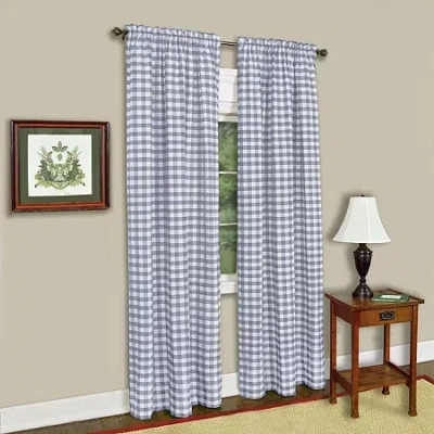 Achim Buffalo Check Rod Pocket Light-filtering Single Curtain Panel In Blue