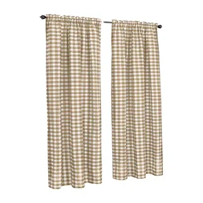 Achim Buffalo Check Rod Pocket Light-filtering Single Curtain Panel In Brown
