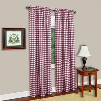 Achim Buffalo Check Rod Pocket Light-filtering Single Curtain Panel In Red