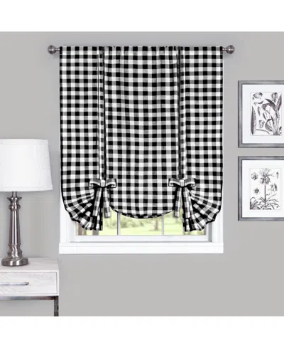 Achim Buffalo Check Window Tie Up Shade, 42" X 63" In Black