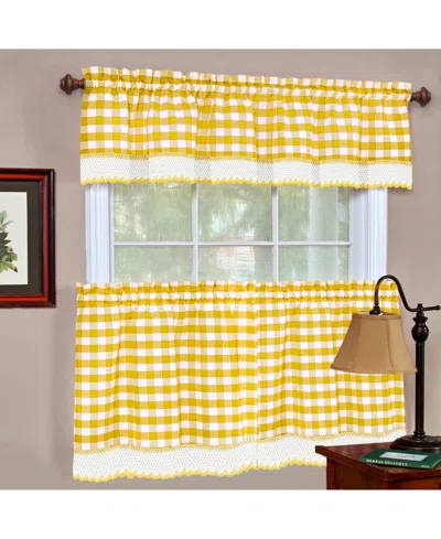 Achim Buffalo Check Window Tier Pair, 58" X 24" In Yellow