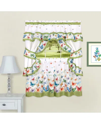 Achim Butterflies Printed Window Set, 57" X 36" In Green
