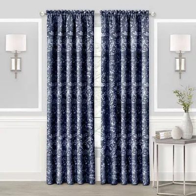 Achim Charlotte Rod Pocket Light-filtering Single Curtain Panel In Blue