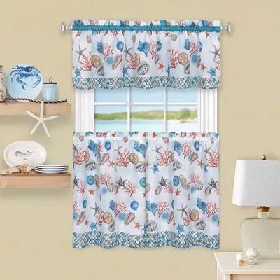 Achim Coastal 3-pc. Rod Pocket Kitchen Curtains & Drapes Window Set In Blue