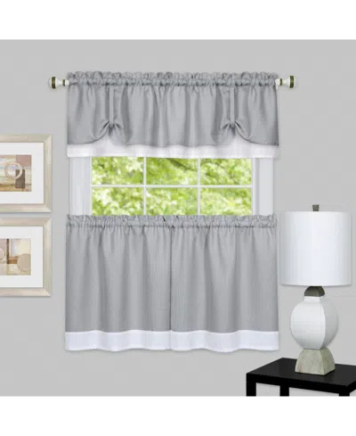 Achim Darcy Tier & Valance Set, 58" X 24" In Grey,white