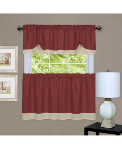 Achim Darcy Tier & Valance Set, 58" X 36" In Marsala,tan