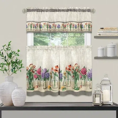 Achim Garden Blooms 3-pc. Rod Pocket Kitchen Curtains & Drapes Window Set In Multi