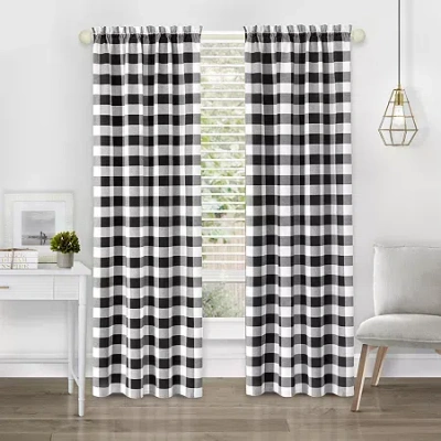 Achim Hunter Rod Pocket Light-filtering Single Curtain Panel In Black