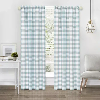 Achim Hunter Rod Pocket Light-filtering Single Curtain Panel In Blue