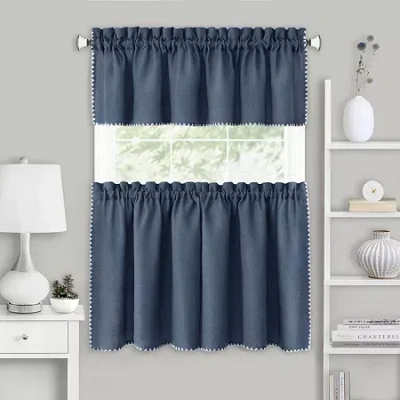 Achim Kendal 3-pc. Rod Pocket Kitchen Curtains & Drapes Window Set In Blue