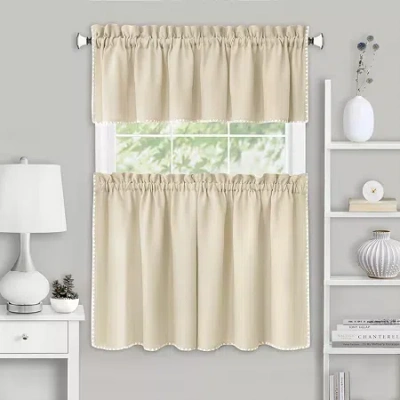 Achim Kendal 3-pc. Rod Pocket Kitchen Curtains & Drapes Window Set In White