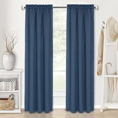 Achim Kendal Rod Pocket Light-filtering Single Curtain Panel In Blue