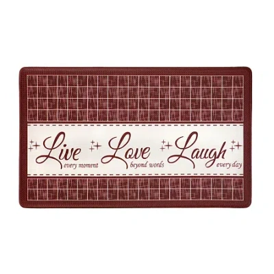 Achim Live Love Laugh Anti-fatigue 18"x30" Kitchen Mat In Red