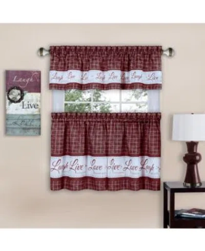 Achim Live Love Laugh Window Curtain Tier Valances In Burgundy