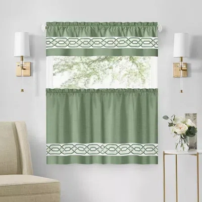 Achim Paige 3-pc. Rod Pocket Window Tier In Green