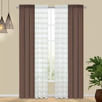 Achim Rod Pocket Room Darkening Set Of 4 Curtain Panel In Brown