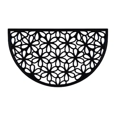 Achim Slc Daisy Wrought Iron Rubber 18"x30" Doormat In Black