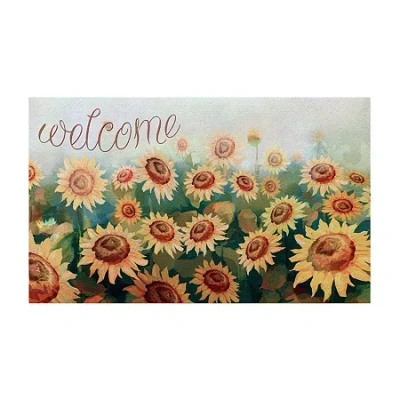 Achim Sunflower Field Rubber 18"x30" Doormat In Yellow
