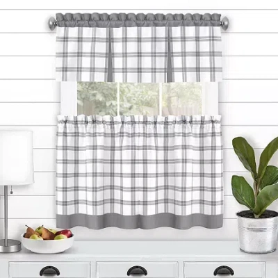 Achim Tate 3-pc. Rod Pocket Kitchen Curtains & Drapes Window Set In Gray