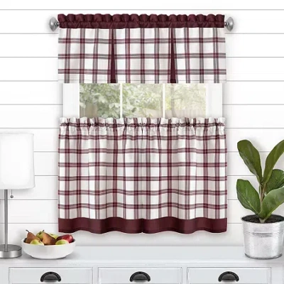 Achim Tate 3-pc. Rod Pocket Kitchen Curtains & Drapes Window Set In Red