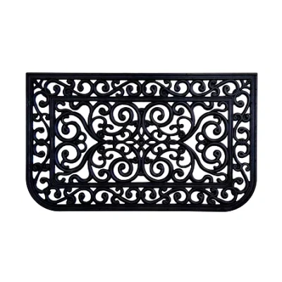 Achim Tuscany Wrought Iron Rubber 18"x30" Doormat In Black
