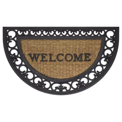 Achim Welcome Fleur De Lis Coir 18"x30" Wedge Doormat In Brown