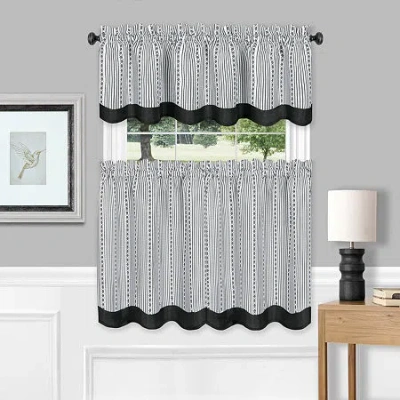 Achim Westport 3-pc. Rod Pocket Kitchen Curtains & Drapes Window Set In Black