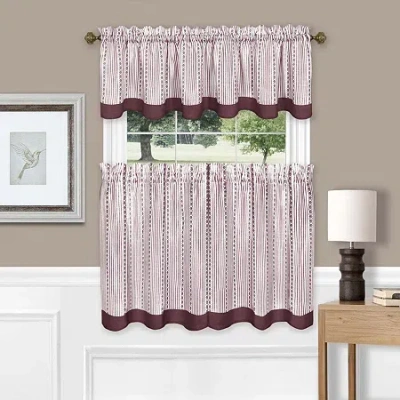 Achim Westport 3-pc. Rod Pocket Kitchen Curtains & Drapes Window Set In Red