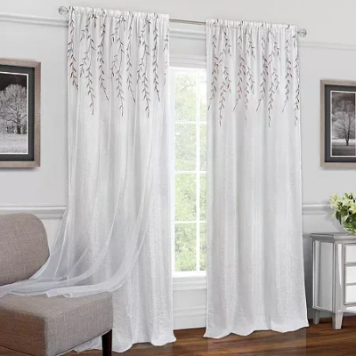 Achim Willow Rod Pocket Light-filtering Single Curtain Panel In White
