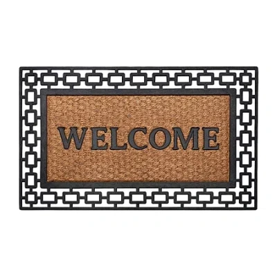 Achim Wrought Iron Welcome Coir 18"x30" Doormat In Black