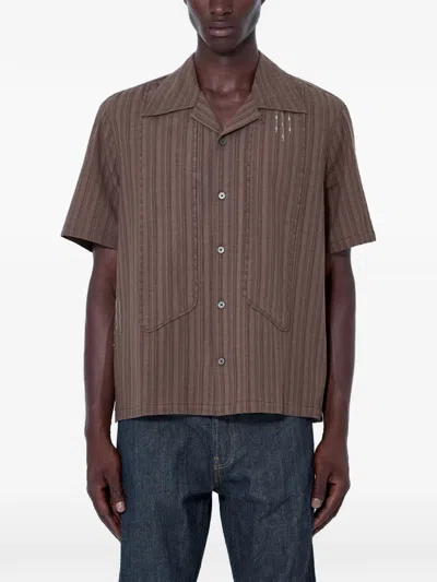 Achm Naked Striped Short-sleeve Shirt In Brown