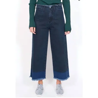 Achro Frayed Wide Leg Jeans In Blue