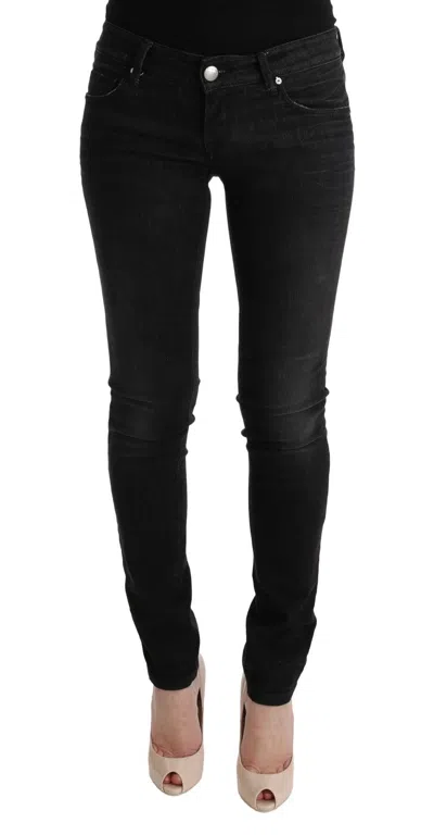 Acht Black Denim Cotton Bottoms Slim Fit Women's Jeans